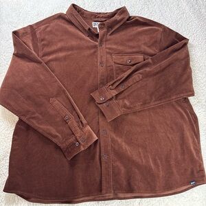 Duluth Trading Co Brown Corduroy Button Down Shirt Mens 3XL Untucked Length
